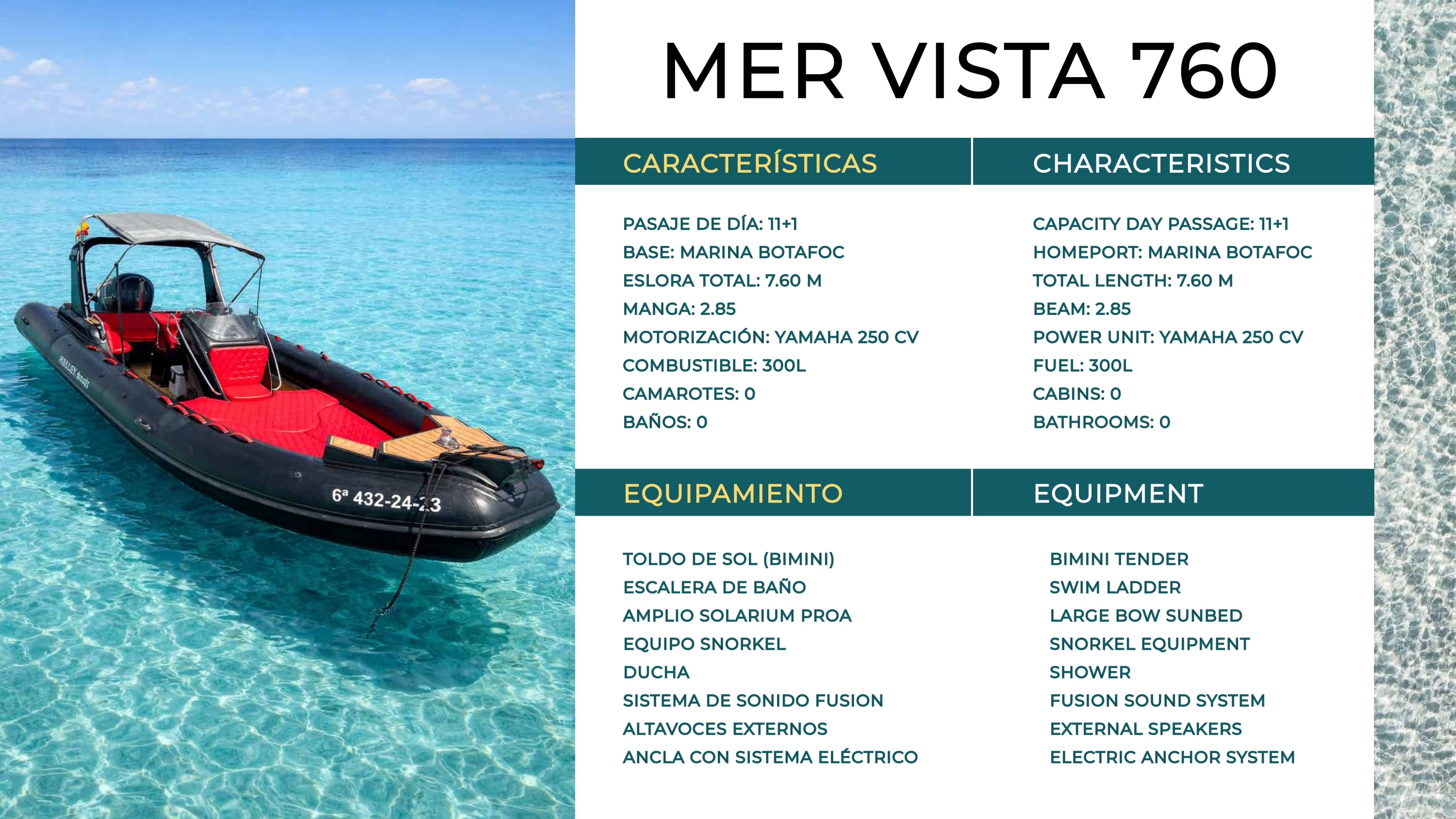 MER VISTA 760 IWL yacht charter Ibiza — photo 3