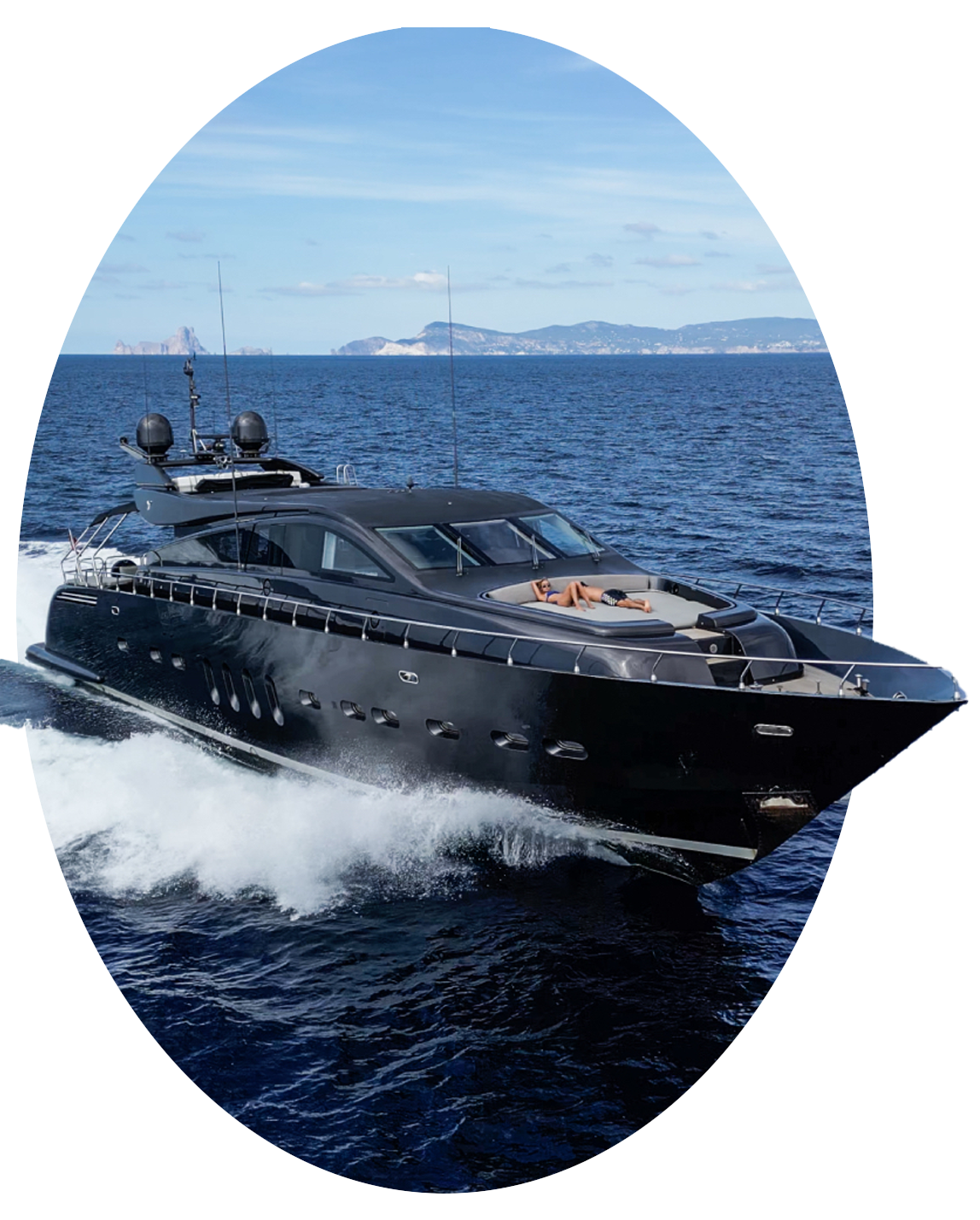 Luxury motor yacht available for private charter in Ibiza